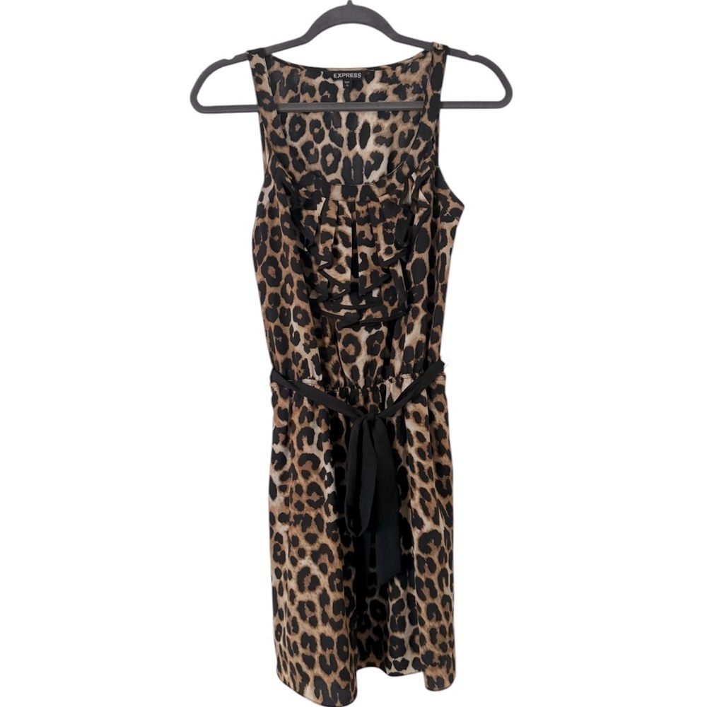 Express Leopard Print Ruffle Dress